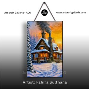 Cozy winter cabin (Framed with Mat After Sale)