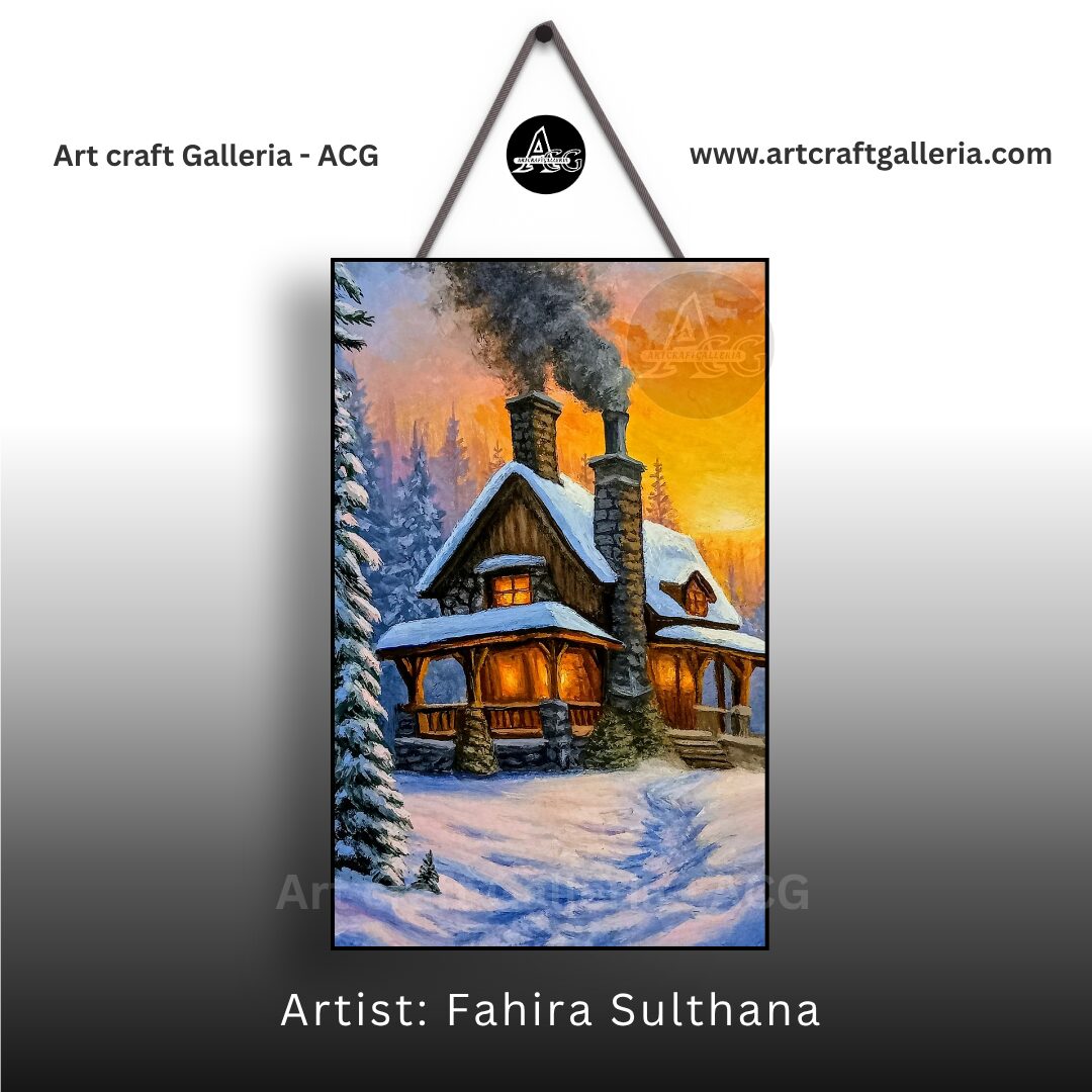 Cozy winter cabin (Framed with Mat After Sale)